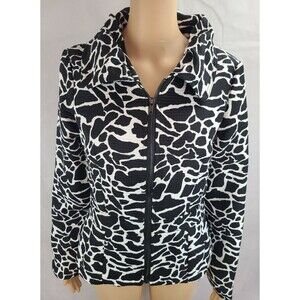 Zoe D. Women's (M) Black & White Cow Print Zipper Lined Short Jacket
